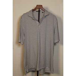 Turtleson Men's Striped Polo Shirt Navy White Short Sleeve‎ Size L